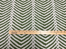 Load image into Gallery viewer, Remnant Schumacher La Jolla Verde Green Chevron Stripes Animal Motif Screen Printed Indoor/Outdoor Fabric STA 6441