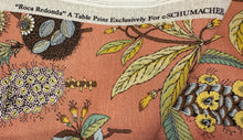 Load image into Gallery viewer, Remanent Schumacher Roca Redonda Spice Dark Coral Botanical Style Linen Fabric STA 6359