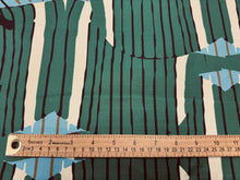 Load image into Gallery viewer, Kristy Stafford Holly Green Abstract Green Blue Cream Shapes Black Lines Digitally Printed Cotton Blend Upholstery Fabric STA 6187