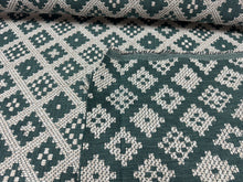 Load image into Gallery viewer, OPUZEN 7347-7412 Avon Teal Diamond Geometric Pattern Green Off White Durable Upholstery Fabric STA 6187