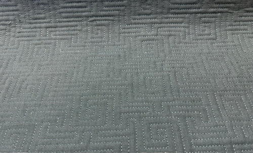 Designer Cotton Blend Matelasse Quilted Seafoam Aqua Geometric Upholstery Fabric