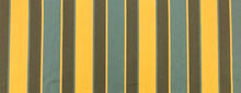 Load image into Gallery viewer, Silk Cotton Blend Olive Green Mustard Yellow Teal Stripe Upholstery Fabric