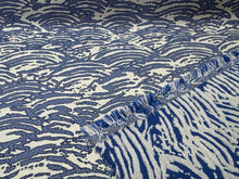 Load image into Gallery viewer, Pollack Sunbrella New Wave Diver Blue White Water Repellent Indoor Outdoor Upholstery Fabric STA 6181