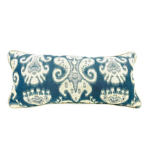 Load image into Gallery viewer, 12” X 26” Kravet Design 31446 Blue Ikat Lumbar Pillow Cover