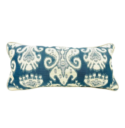 12” X 26” Kravet Design 31446 Blue Ikat Lumbar Pillow Cover