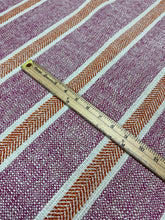 Load image into Gallery viewer, Pollack Amherst Zinnia MCM Mid Century Modern Striped in Orange Raspberry White Upholstery Fabric