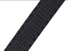 Load image into Gallery viewer, 2&quot; Wide Charcoal Black Geometric Tape Drapery Trim