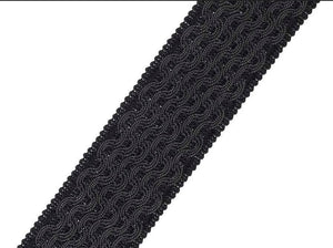 2" Wide Charcoal Black Geometric Tape Drapery Trim