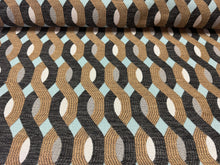 Load image into Gallery viewer, Elitis Farniente OD 117 41 Geometric Pattern Featuring Brown Black Light Blue White Gray Woven Upholstery Fabric STA 6188