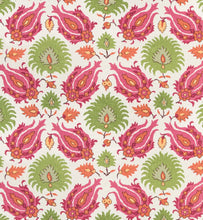 Load image into Gallery viewer, Remnant High End Designer Brunschwig &amp; Fils Kashmiri Linen Print Pink Green Ethnic Floral Design Upholstery Fabric