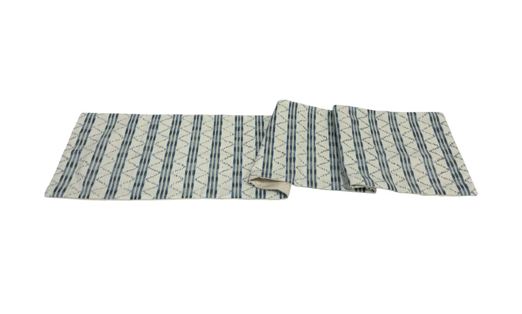 11” X 54” Lee Jofa Makassar Ikat Stripe Cotton Flax Table Runner