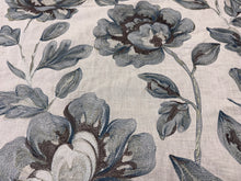 Load image into Gallery viewer, Weitzner Conservatory Phantom Large Scale Embroidery Floral Design Slate Blue Silver Grey Upholstery Drapery Fabric STA 6361