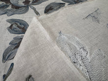 Load image into Gallery viewer, Weitzner Conservatory Phantom Large Scale Embroidery Floral Design Slate Blue Silver Grey Upholstery Drapery Fabric STA 6361