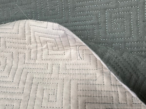 Designer Cotton Blend Matelasse Quilted Seafoam Aqua Geometric Upholstery Fabric