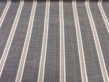 Load image into Gallery viewer, Perennials Paddington Stripe Oxford  Heather Grey Cream Basketweave Texture Ticking Stripe Indoor/Outdoor Fabric STA 6442