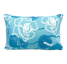 Load image into Gallery viewer, 14” X 22” Lilly Pulitzer Dahlia Sky Blue Floral Linen Cotton Lumbar Pillow Covering