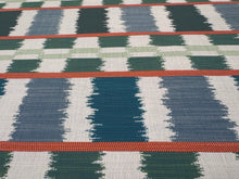 Load image into Gallery viewer, Christopher Farr Cloth Lapaz Turchese Orange Green Check Stripe Ikat Design Perennials Performance Woven Upholstery Fabric STA 6338