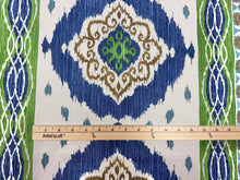 Load image into Gallery viewer, G P &amp; J Baker Crosby Navy Blue Green Large Ornate Medallion Motif Bold Ethnic Tribal Ikat  Dyeing Print Home Decor Fabric