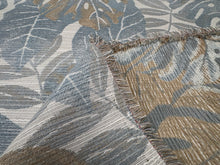 Load image into Gallery viewer, Tommy Bahama Floral Print Blue Island-Inspired Large Scale Palm-Style Leaves Indoor-Outdoor Woven Upholstery Fabric STA 6369