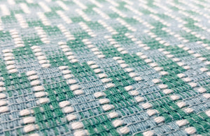 1.72 Yard Designer Indoor Outdoor Aqua Blue Cream Green Geometric Upholstery Fabric