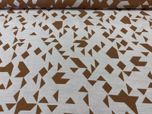 Holly Hunt Outdoor Witter Tumeric Abstract Ethnic Brown White Upholstery Fabric