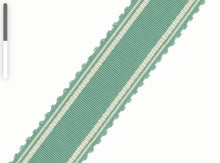 Load image into Gallery viewer, 2 1/8&quot; Wide Seafoam Aqua Blue Cream Stripe Drapery Tape Trim