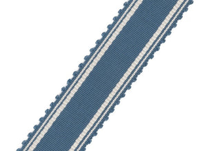 2 1/8" Wide French Blue Off White Drapery Tape Trim