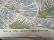 Load image into Gallery viewer, Christopher Farr Cloth
Brisa Aqua By Michael Szell Feather Fan Printed Green Grey Blue Outdoor Water Resistant Upholstery Fabric STA 6432