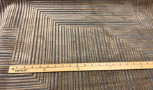 Load image into Gallery viewer, Kravet Donghia Jackson Gill Grey Metallic Antique Brass Slate Grey Large Scale Geometric Architectural Maze Stripe Cut Velvet Pile Woven Fabric STA 6431