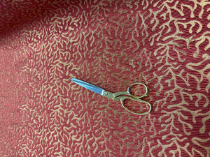 Brentano Coral Pattern Tropical Upholstery Drapery Fabric Gold Metallic Red