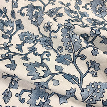 Load image into Gallery viewer, Blue White Floral Geometric Embroidered Upholstery Fabric MGF