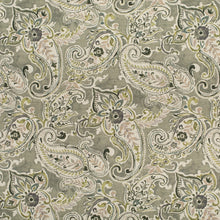 Load image into Gallery viewer, Olive Green Lime Taupe Floral Paisley Upholstery Drapery Fabric / Willow