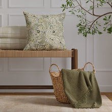 Load image into Gallery viewer, Olive Green Lime Taupe Floral Paisley Upholstery Drapery Fabric / Willow