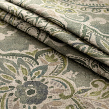 Load image into Gallery viewer, Olive Green Lime Taupe Floral Paisley Upholstery Drapery Fabric / Willow