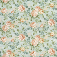 Load image into Gallery viewer, Cotton Antique Aqua Red Beige Teal Green Floral Chintz Upholstery Drapery Fabric