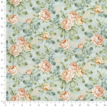 Load image into Gallery viewer, Cotton Antique Aqua Red Beige Teal Green Floral Chintz Upholstery Drapery Fabric