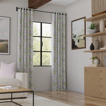 Load image into Gallery viewer, Cotton Ivory Purple Blue Green Floral Chintz Upholstery Drapery Fabric