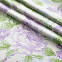 Load image into Gallery viewer, Cotton Ivory Purple Blue Green Floral Chintz Upholstery Drapery Fabric