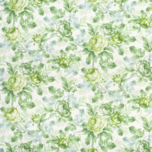 Load image into Gallery viewer, Cotton Ivory Aqua Blue Green Floral Chintz Upholstery Drapery Fabric