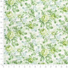 Load image into Gallery viewer, Cotton Ivory Aqua Blue Green Floral Chintz Upholstery Drapery Fabric
