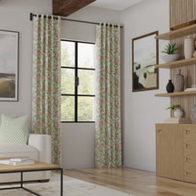 Load image into Gallery viewer, Cotton Ivory Coral Pink Green Lilac Floral Chintz Upholstery Drapery Fabric / Primrose