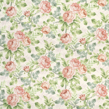 Load image into Gallery viewer, Cotton Ivory Coral Pink Green Lilac Floral Chintz Upholstery Drapery Fabric / Primrose