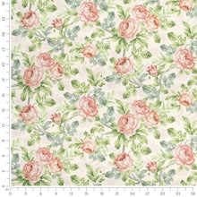 Load image into Gallery viewer, Cotton Ivory Coral Pink Green Lilac Floral Chintz Upholstery Drapery Fabric / Primrose