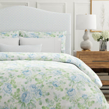 Load image into Gallery viewer, Cotton Ivory Aqua Blue Green Floral Chintz Upholstery Drapery Fabric