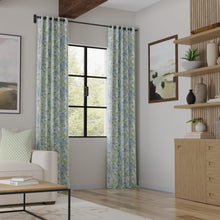 Load image into Gallery viewer, Cotton Ivory Aqua Blue Green Floral Chintz Upholstery Drapery Fabric