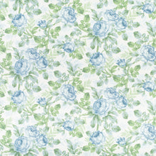 Load image into Gallery viewer, Cotton Ivory Aqua Blue Green Floral Chintz Upholstery Drapery Fabric