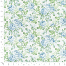 Load image into Gallery viewer, Cotton Ivory Aqua Blue Green Floral Chintz Upholstery Drapery Fabric
