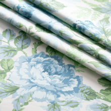 Load image into Gallery viewer, Cotton Ivory Aqua Blue Green Floral Chintz Upholstery Drapery Fabric