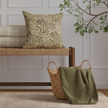 Load image into Gallery viewer, Beige Olive Green Paisley Upholstery Fabric / Garden