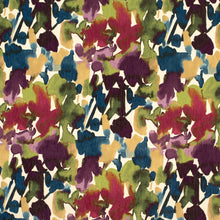 Load image into Gallery viewer, Purple Green Ivory Navy Blue Floral Velvet Upholstery Fabric